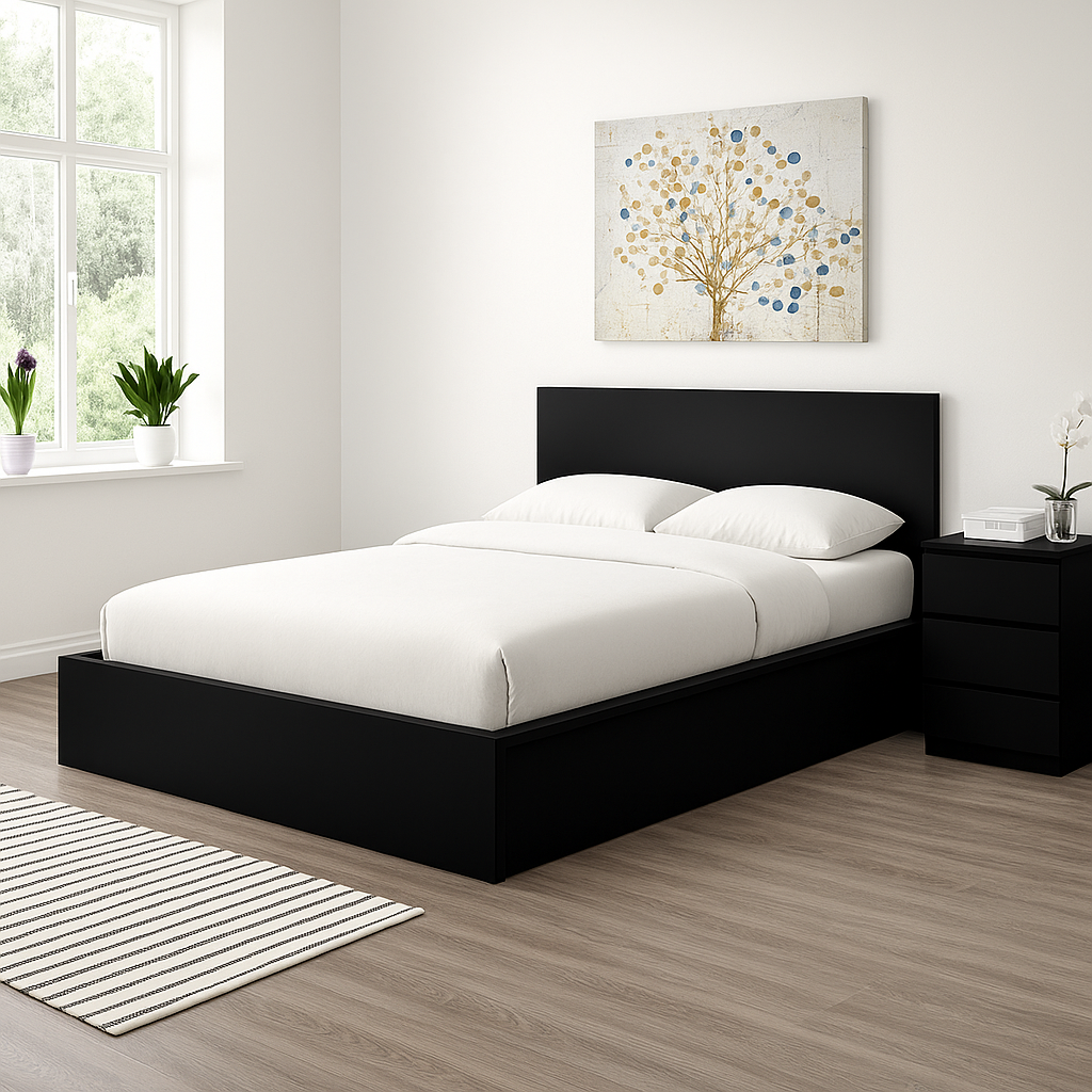 Double Leather Ottoman Bed with Storage – Sleek & Modern Design