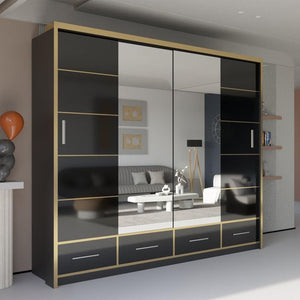 Marsylia Wardrobe – Elegant Sliding Door Wardrobe with Mirror