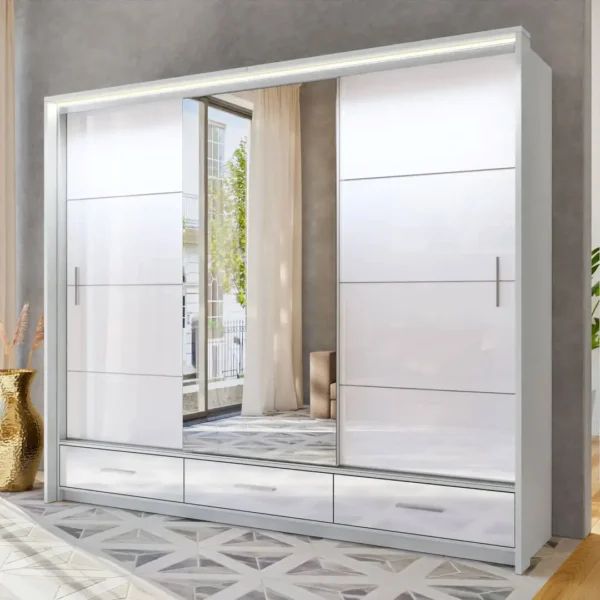 Marsylia Wardrobe – Elegant Sliding Door Wardrobe with Mirror