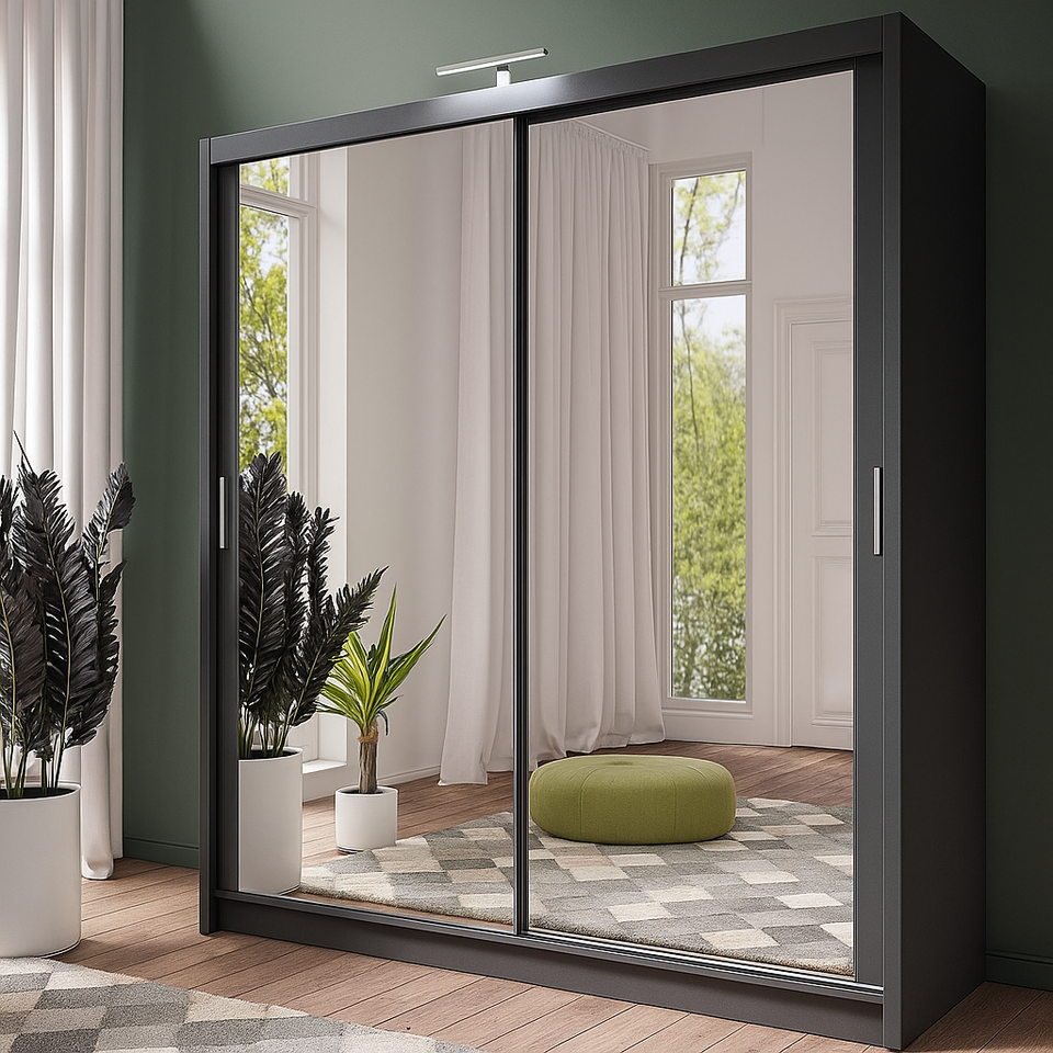 Paris Wardrobe – Elegant Sliding Door Wardrobe with Mirror