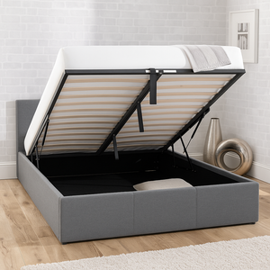 Double Leather Ottoman Bed with Storage – Sleek & Modern Design