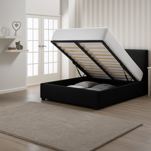 Double Leather Ottoman Bed with Storage – Sleek & Modern Design