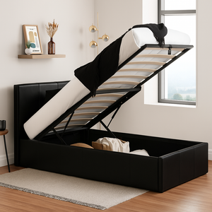 Single Leather Ottoman Bed with Storage – Stylish & Space-Saving